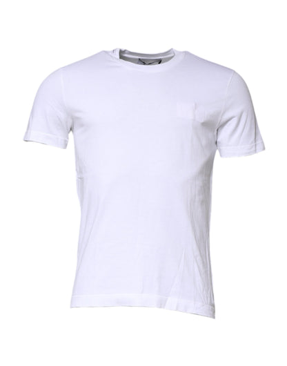 White Cotton Crew Neck Short Sleeves T-shirt