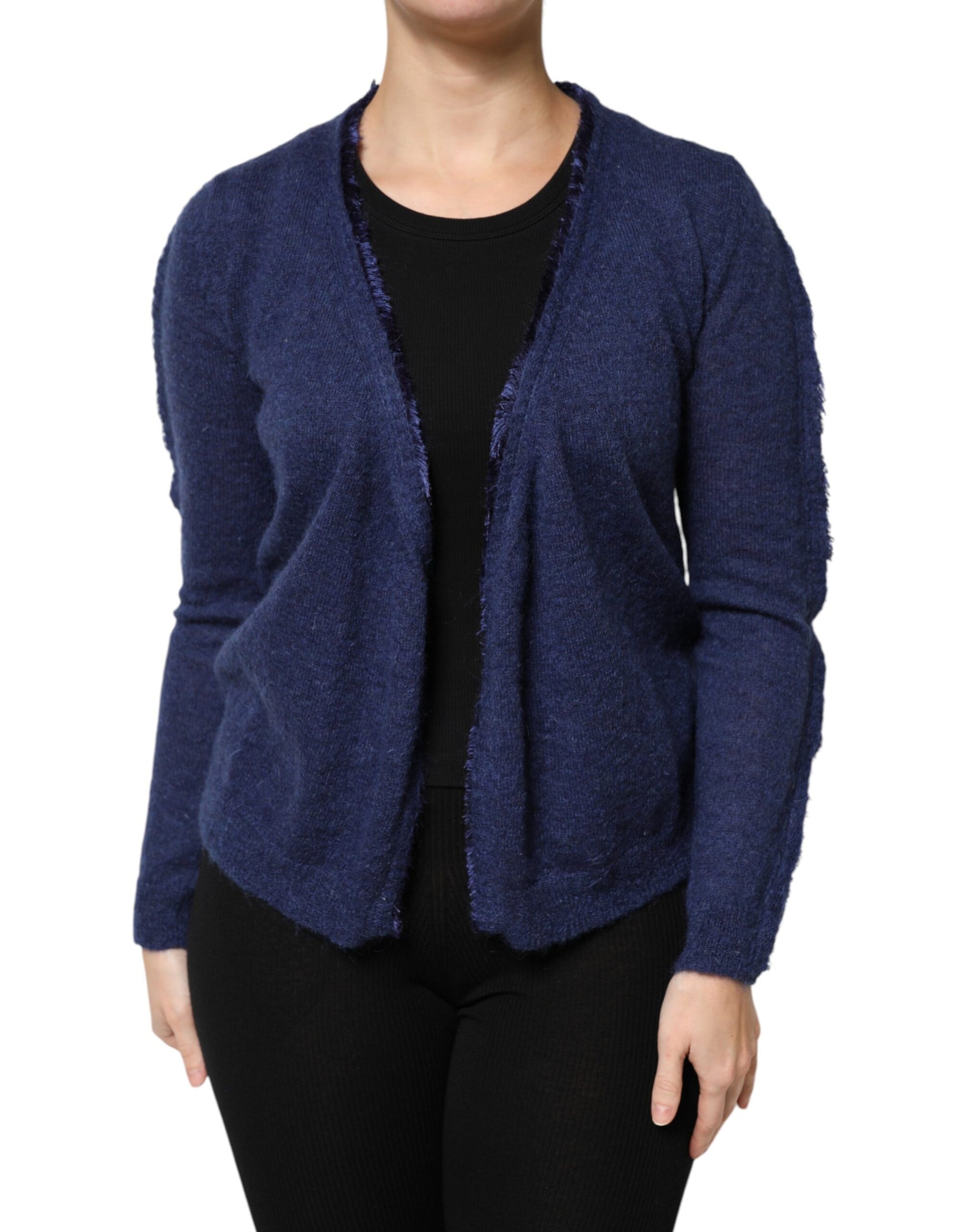 Dark Blue Long Sleeves Overcoat Cardigan Sweater
