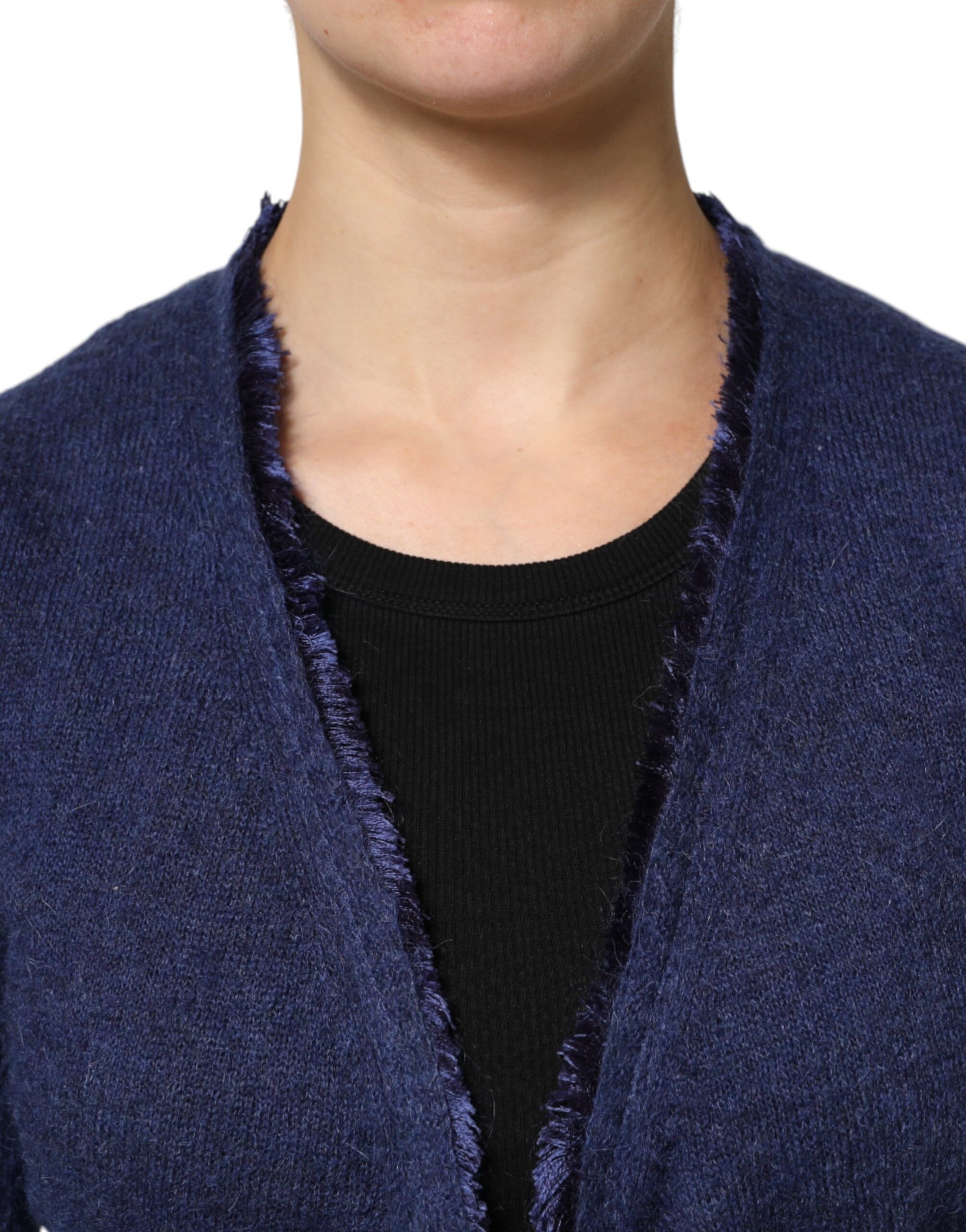 Dark Blue Long Sleeves Overcoat Cardigan Sweater