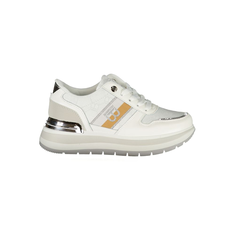 White Polyurethane Women Sneaker