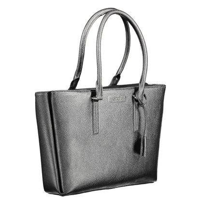 Black Polyurethane Women Shoulder Bag