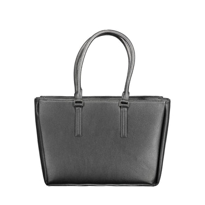 Black Polyurethane Women Shoulder Bag