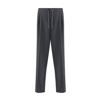 Gray Fleece Wool Casual Pants