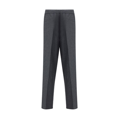 Gray Fleece Wool Casual Pants