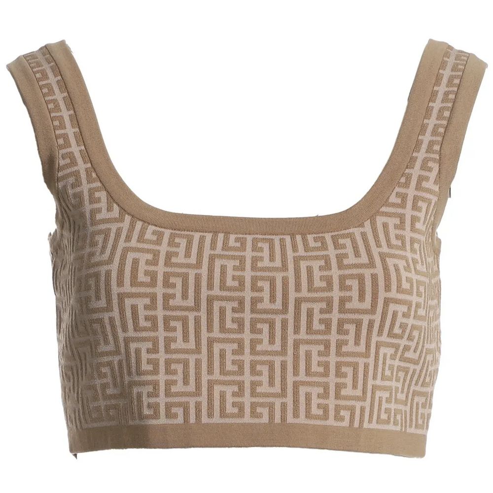 Beige Wool Women Top