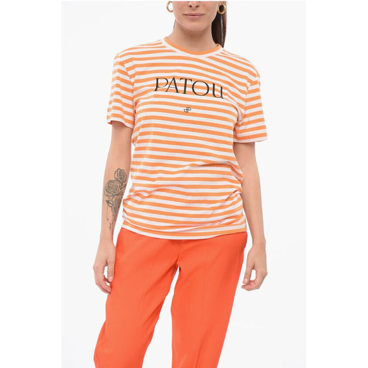 Awning Striped Cotton T-Shirt with Printed Logo