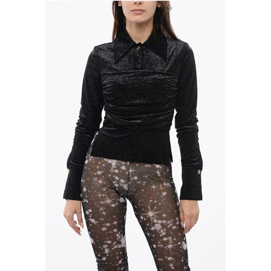 Gathered Waist Velour Glittered Top