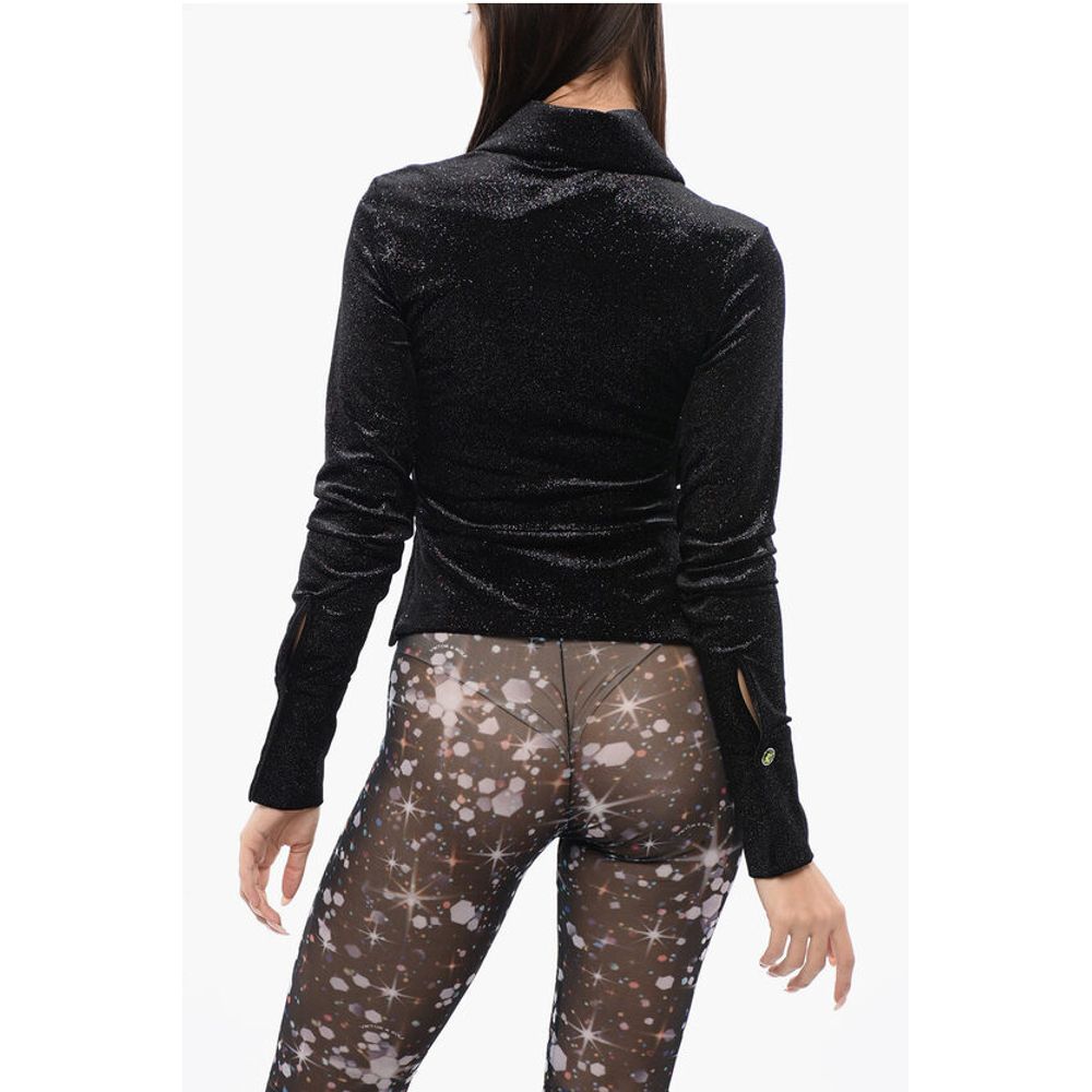 Gathered Waist Velour Glittered Top
