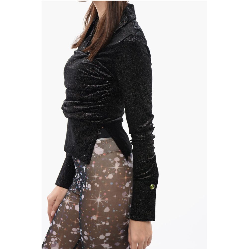 Gathered Waist Velour Glittered Top