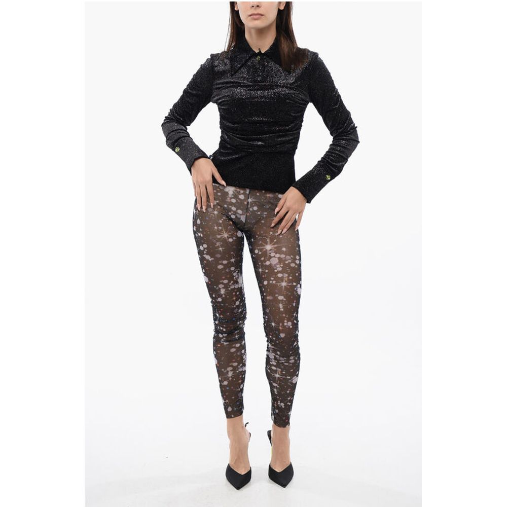 Gathered Waist Velour Glittered Top