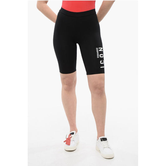 ICON Stretch Cotton Biker Shorts with Printed Logo