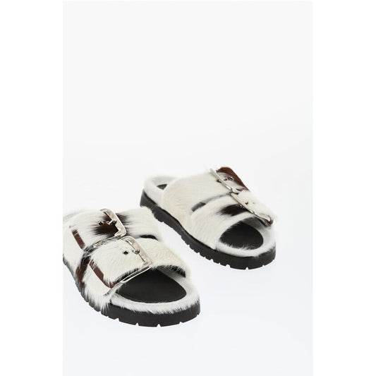 Pony Hair ROCK YOUR ROAD Sliders with Double Buckle