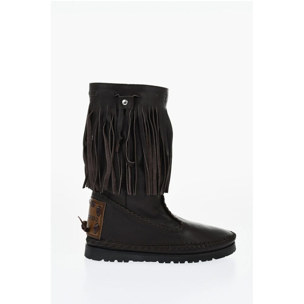 Leather FRINGES Mid Boots