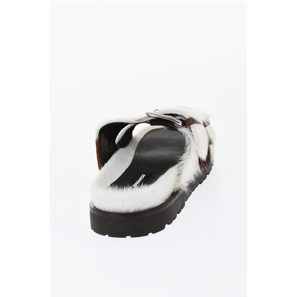 Pony Hair ROCK YOUR ROAD Sliders with Double Buckle
