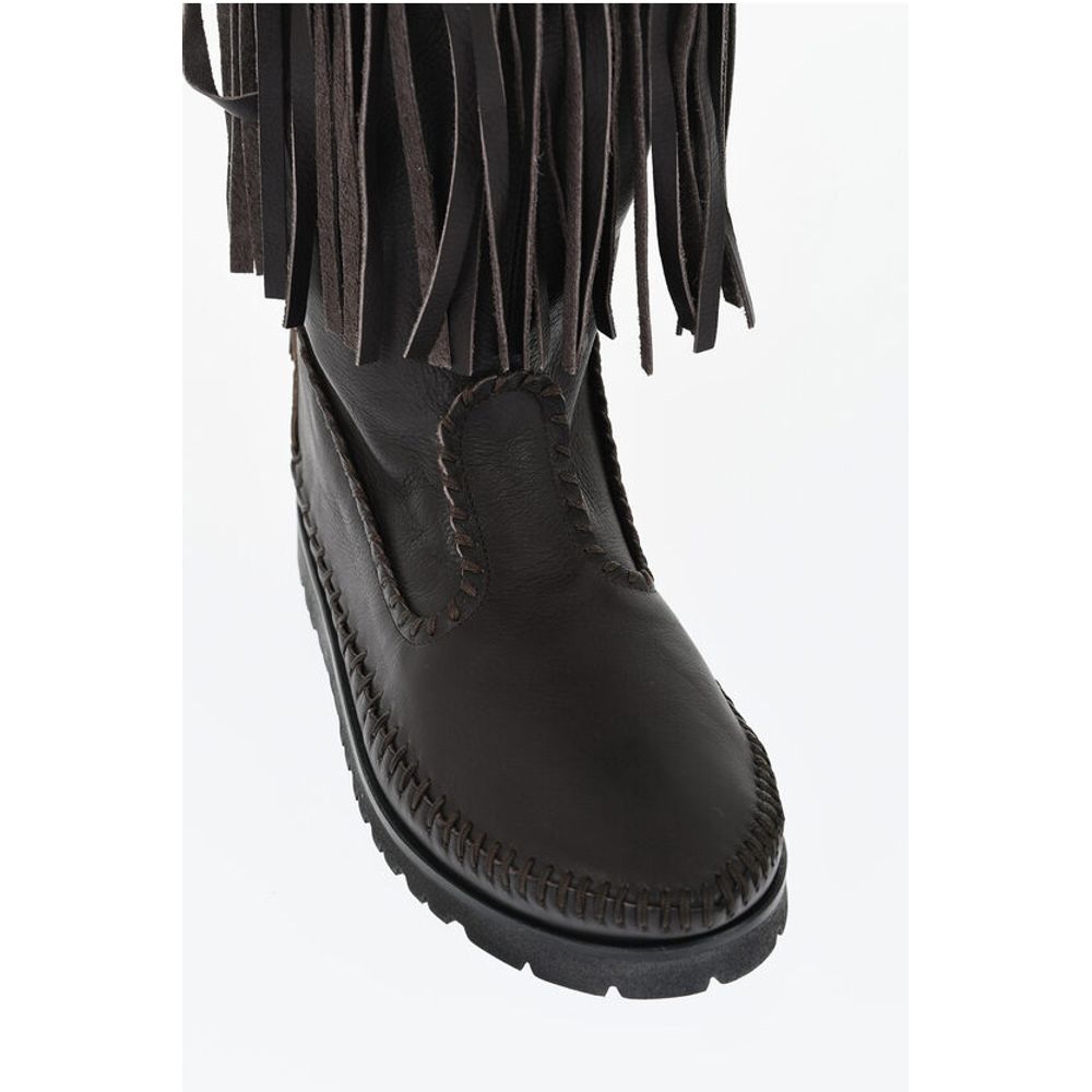 Leather FRINGES Mid Boots