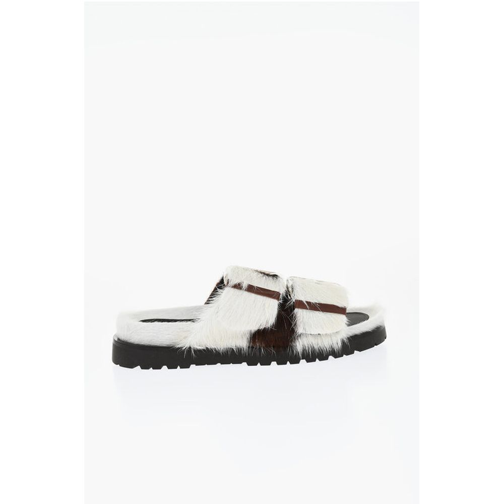 Pony Hair ROCK YOUR ROAD Sliders with Double Buckle