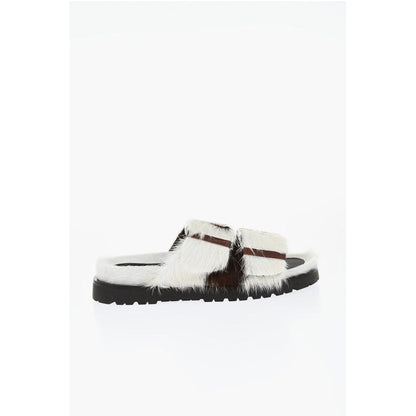 Pony Hair ROCK YOUR ROAD Sliders with Double Buckle