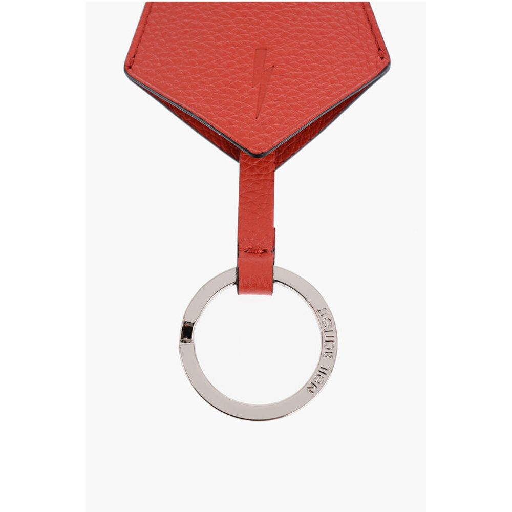 Solid Color Textured Leather Keyring