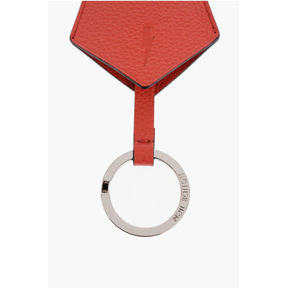 Solid Color Textured Leather Keyring