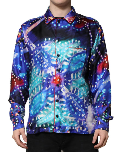 Multicolor Printed Silk Lounge Casual Shirt