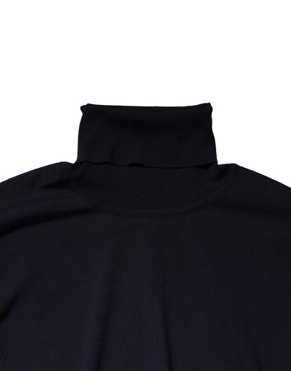 Blue Long Sleeve Turtleneck Pullover Sweater