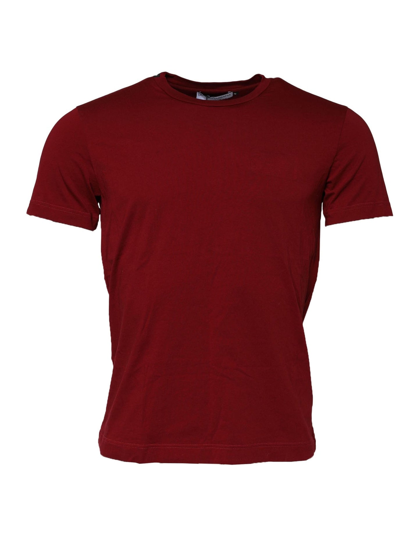 Dark Red Men Crew Neck Short Sleeve T-shirt
