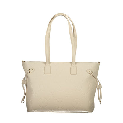 Beige Polyurethane Women's Bag with Adjustable Straps