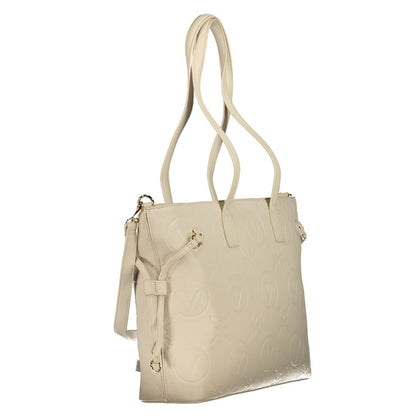 Beige Polyurethane Women's Bag with Adjustable Straps