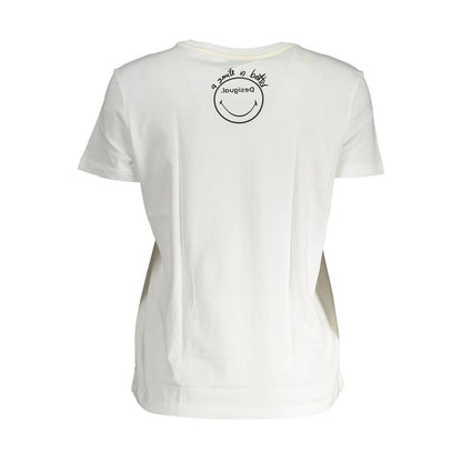 White Cotton Women T-Shirt