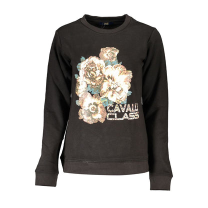 Black Cotton Women Sweatshirt