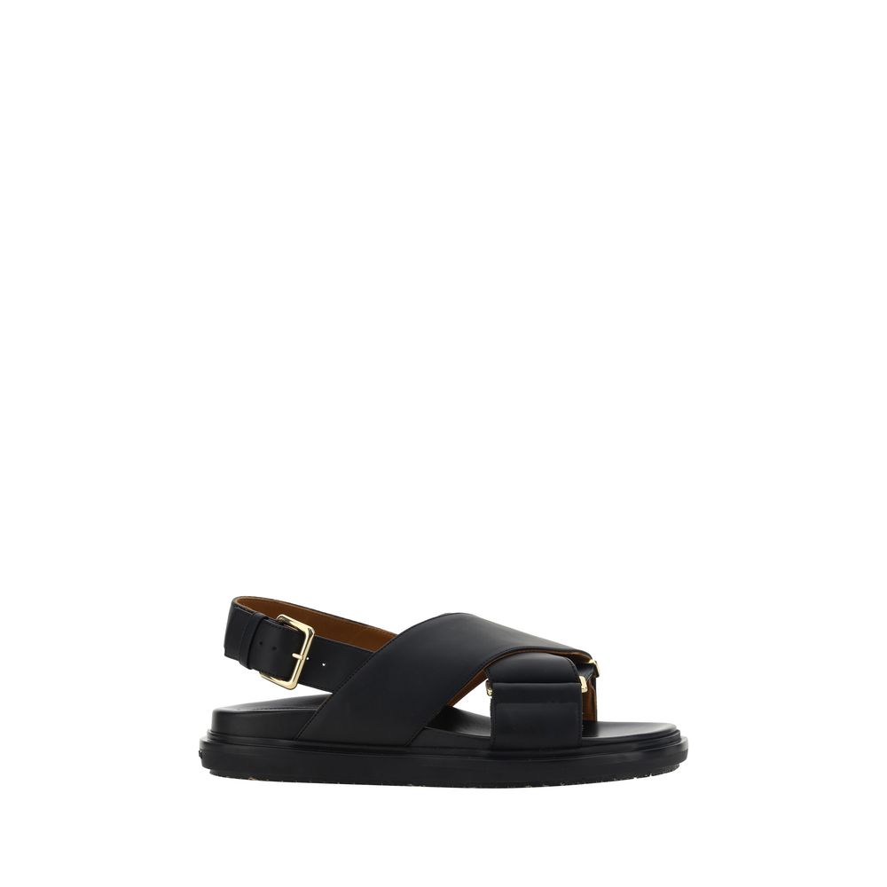 Black Calf Leather Bos Taurus Sandals