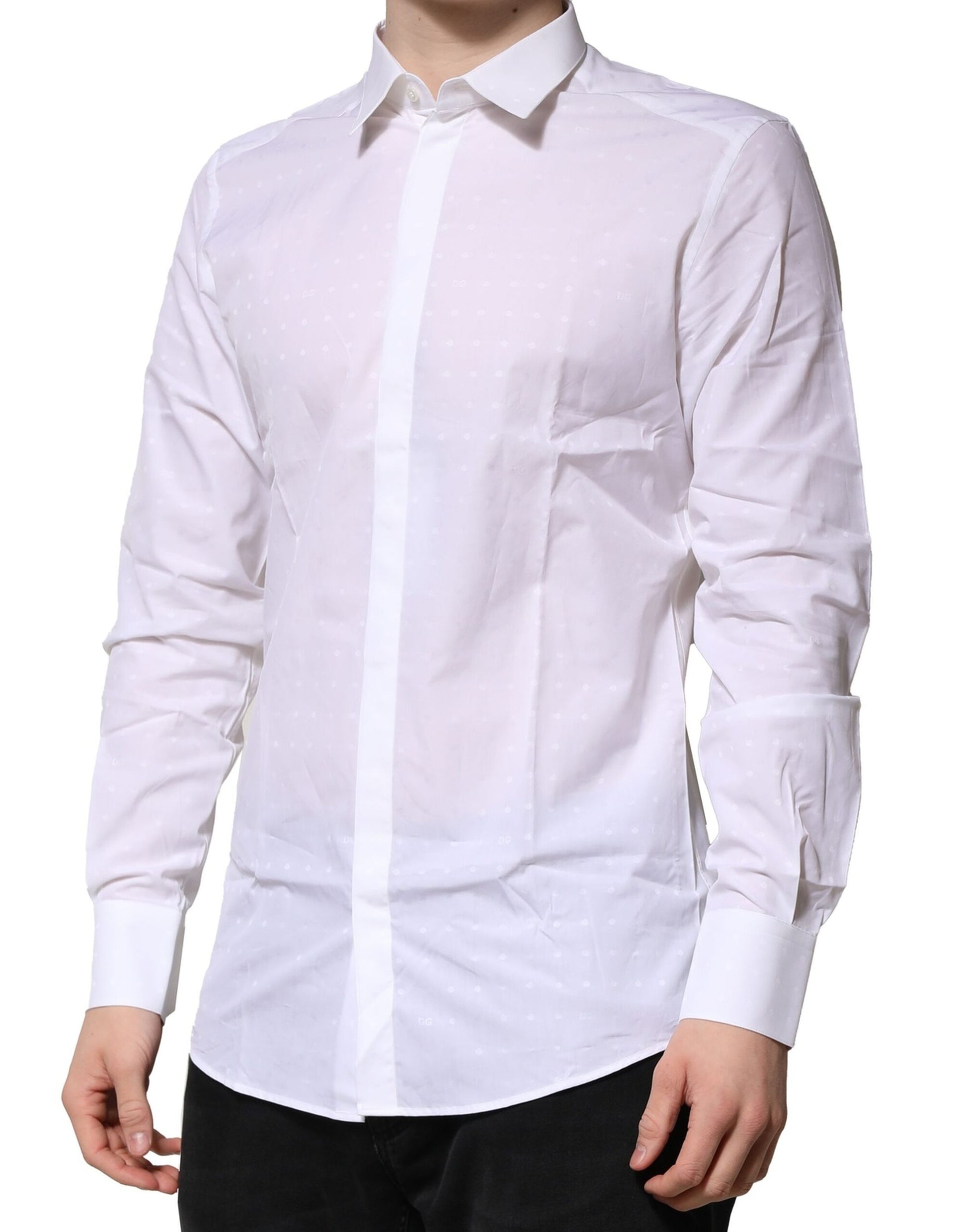White Cotton GOLD Long Sleeves Formal Shirt