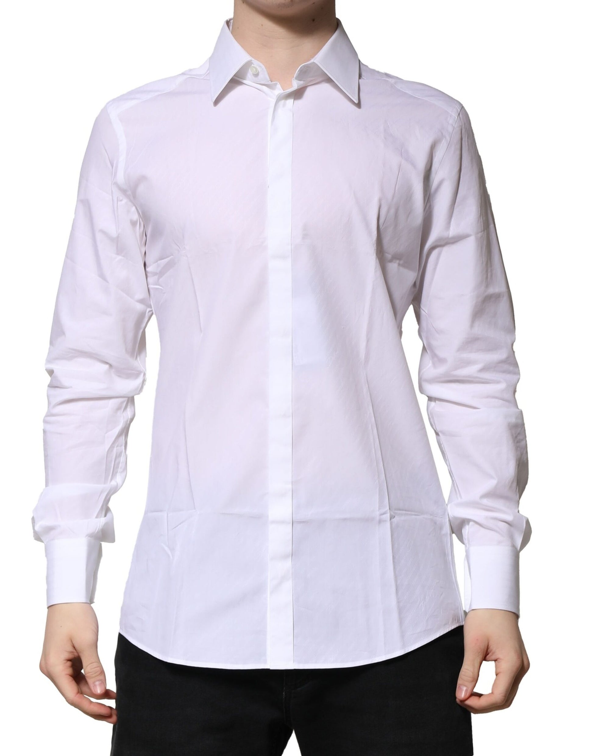 White Cotton Long Sleeves GOLD Formal Shirt