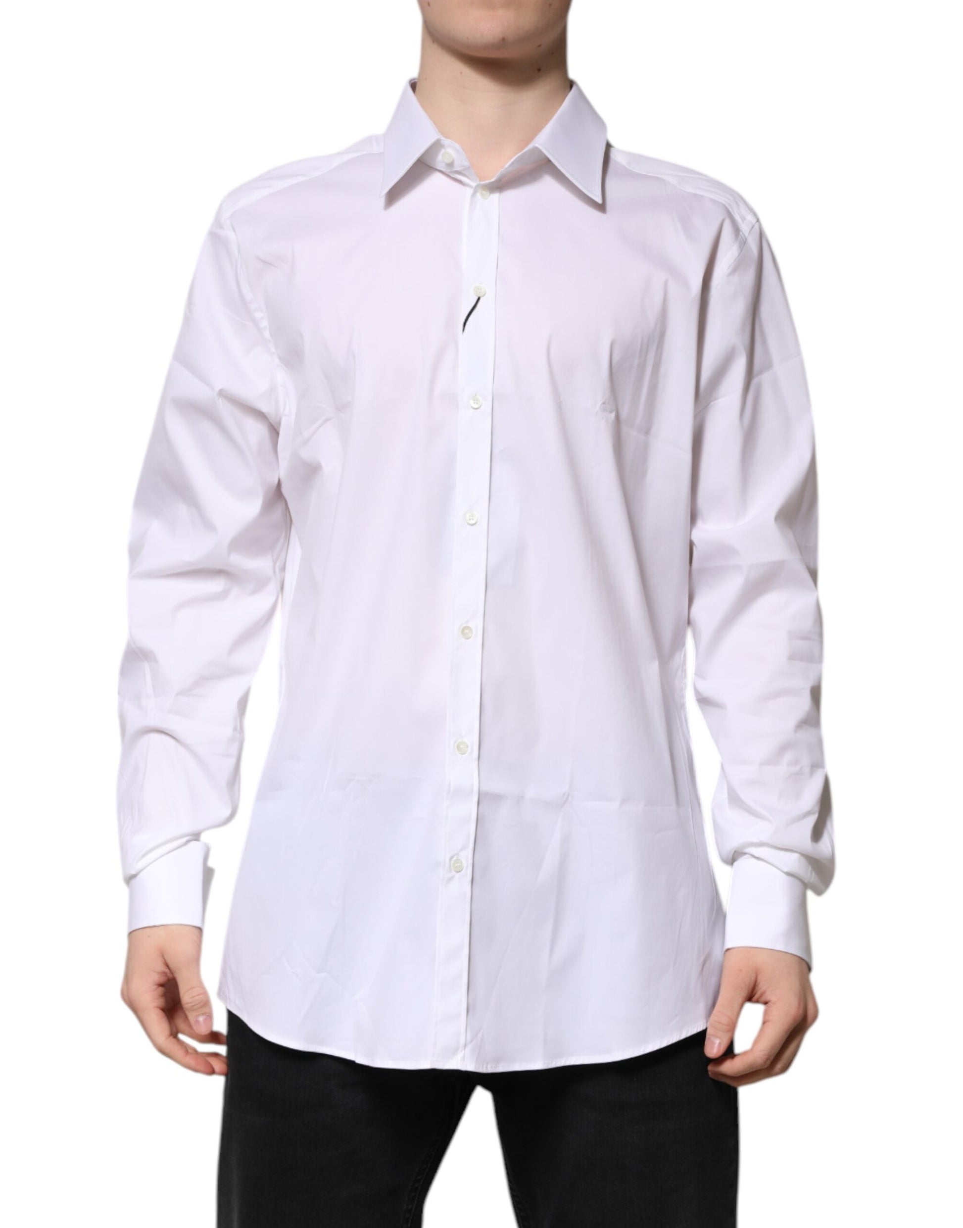 White Cotton GOLD Long Sleeves Formal Shirt
