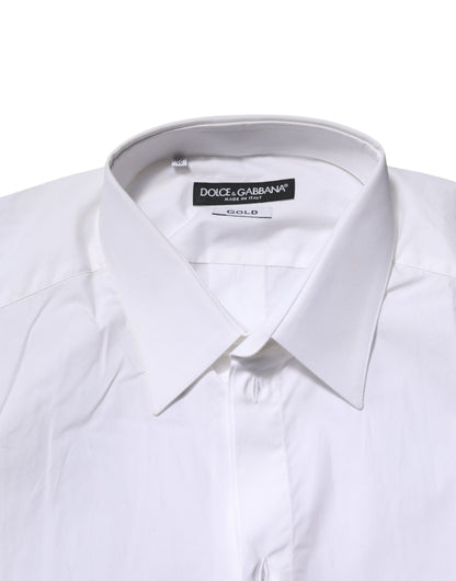 White Cotton GOLD Long Sleeves Formal Shirt