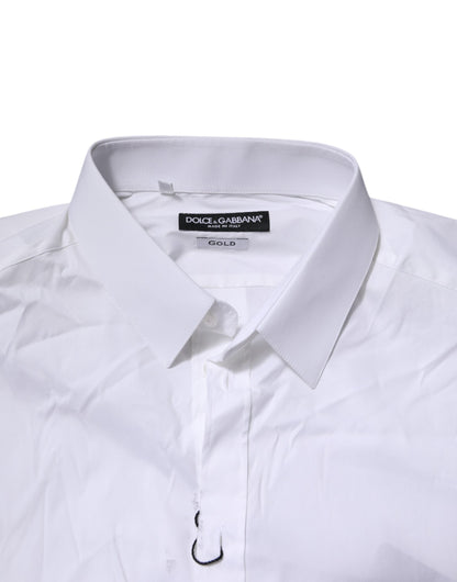 White Cotton GOLD Long Sleeves Formal Shirt
