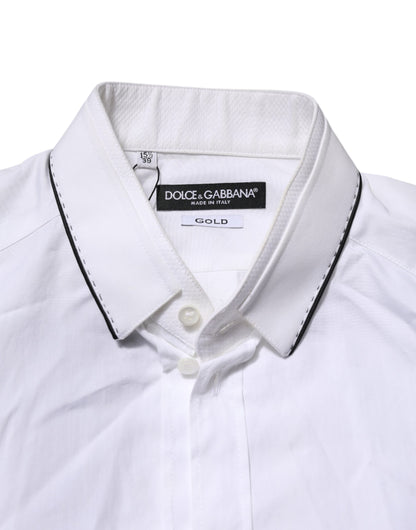 White Cotton GOLD Long Sleeves Formal Shirt