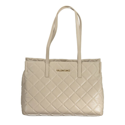 Beige Polyurethane Womens Bag
