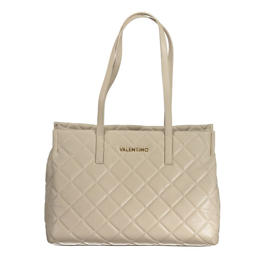 Beige Polyurethane Womens Bag