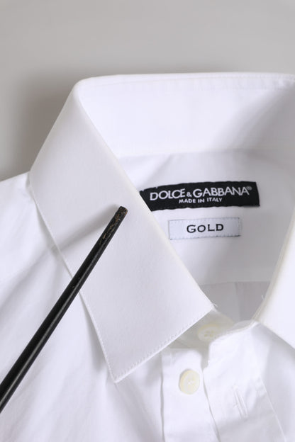 White Cotton Long Sleeves GOLD Formal Shirt