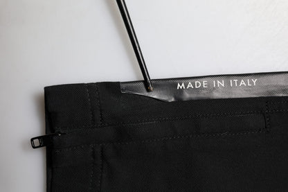 Black Cotton Formal Men Cropped Pants