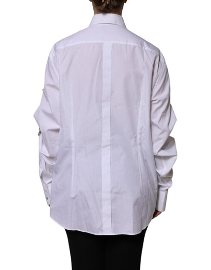 White Rhinestone Embellish Long Sleeves Top