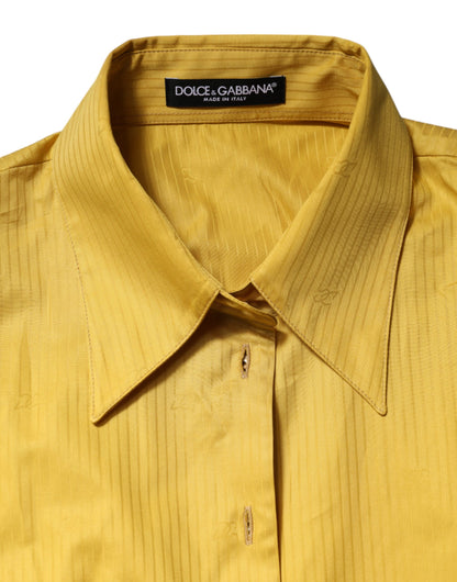 Mustard Collared Short Sleeves Blouse Top