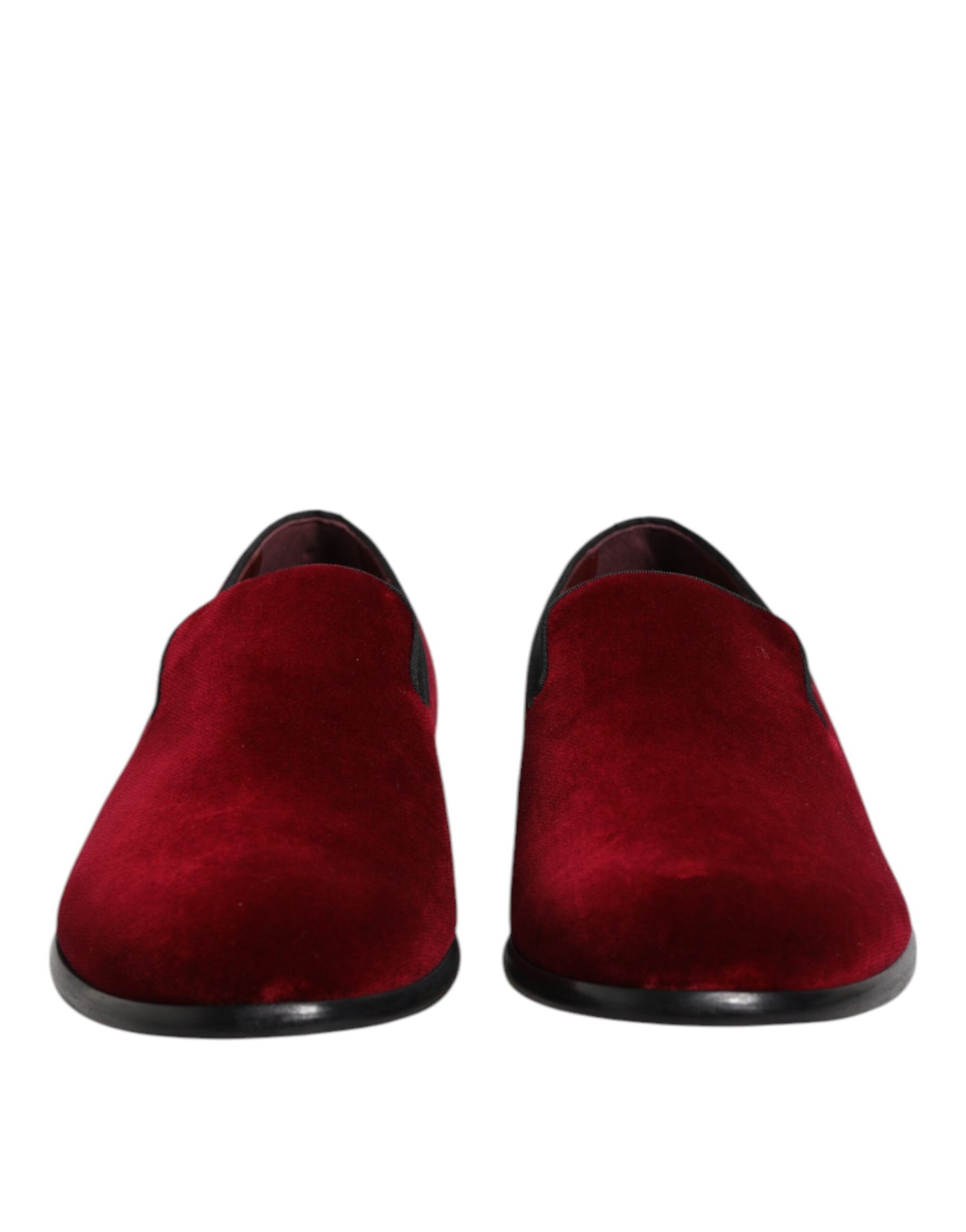 Red Cotton Velvet Slip On Loafers Formal Shoes