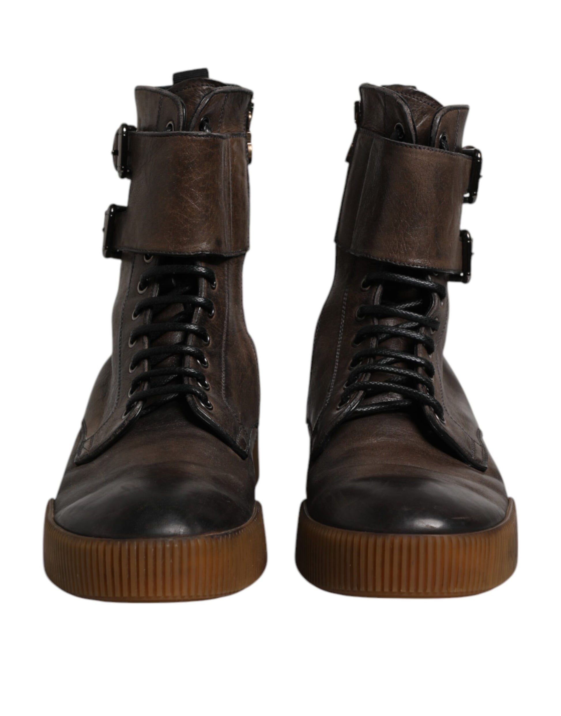 Brown Horse Leather Mid Calf Boots Shoes