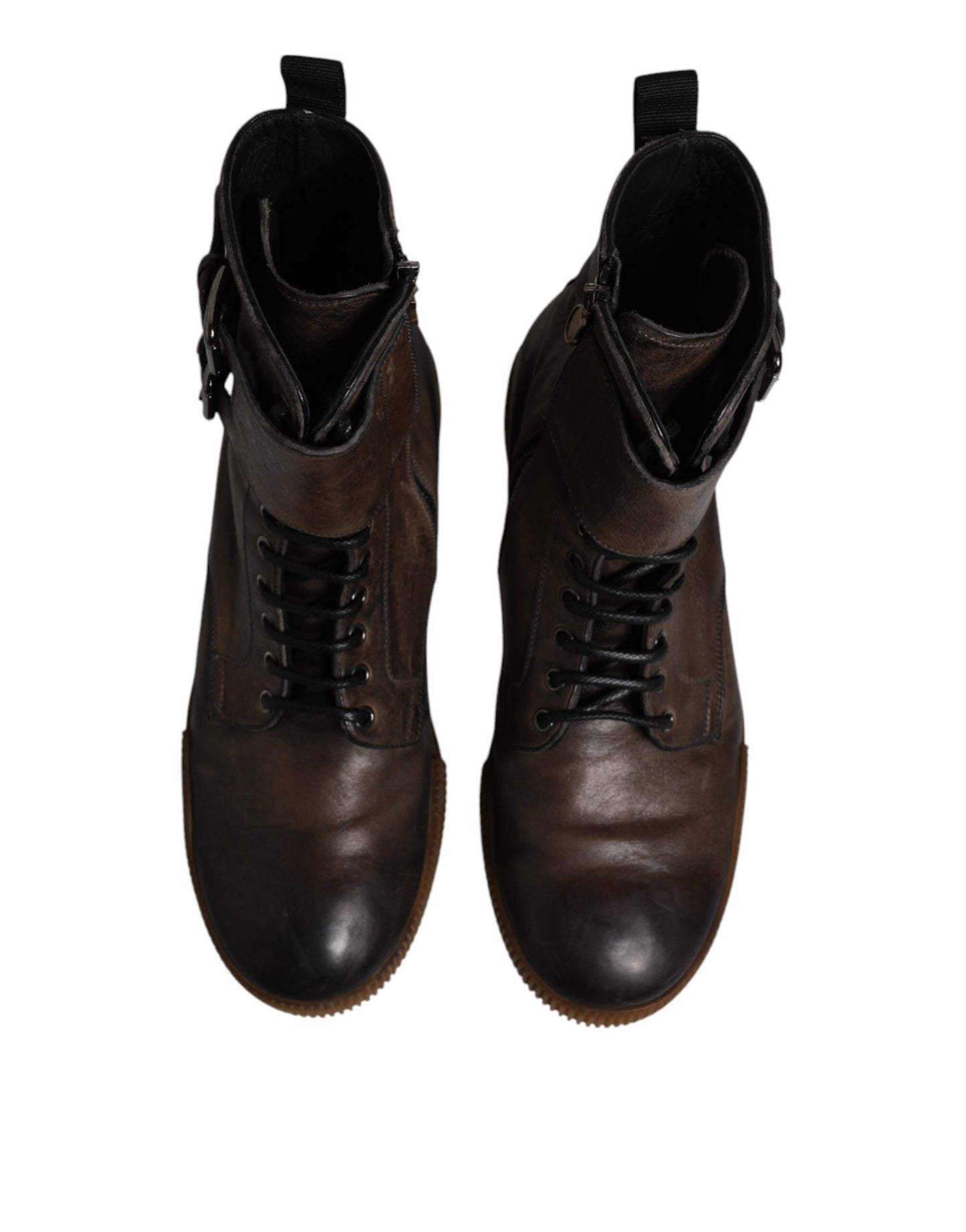 Brown Horse Leather Mid Calf Boots Shoes