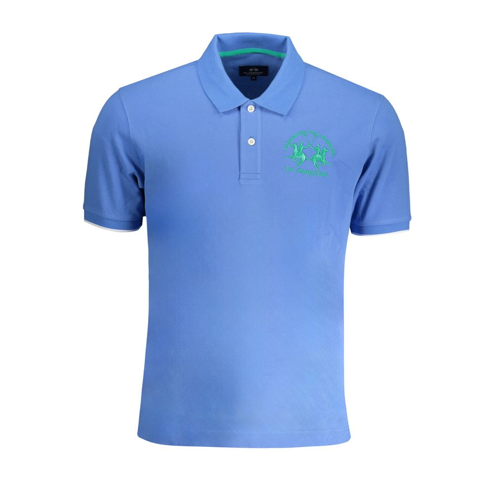 Blue Cotton Men Polo Shirt