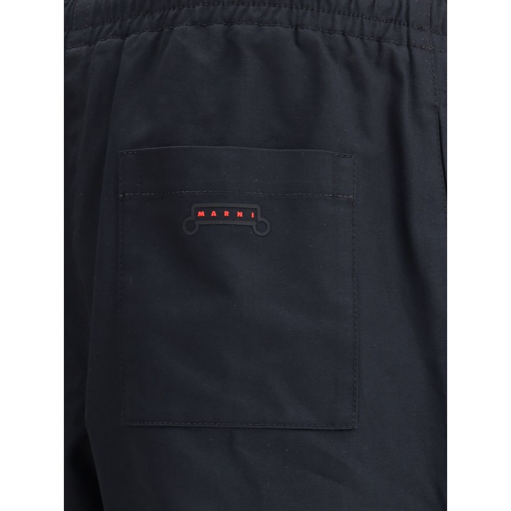 Black Cotton Casual Pants