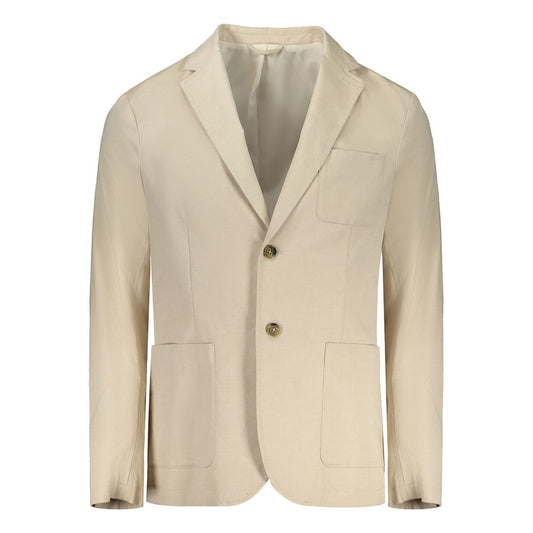 Beige Cotton Men Jacket