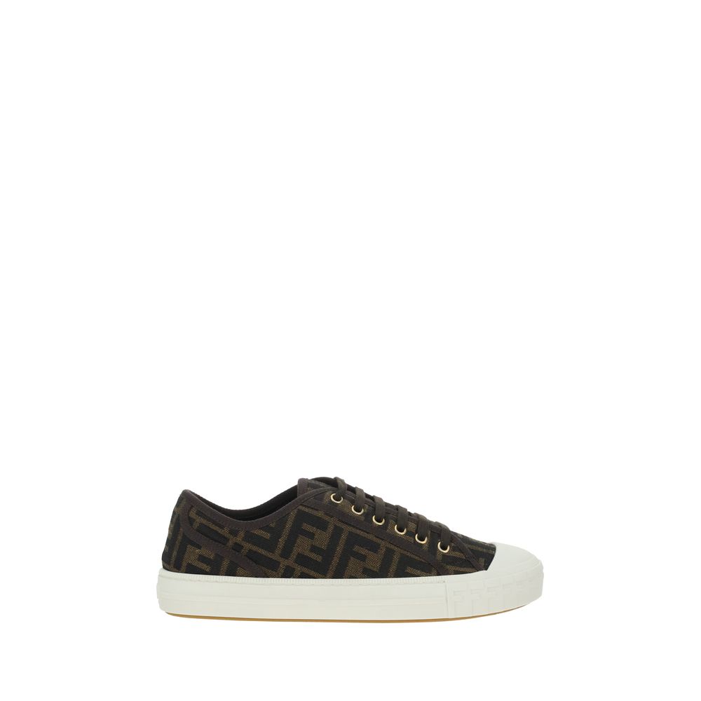 Brown Polyamide Low Top Sneakers